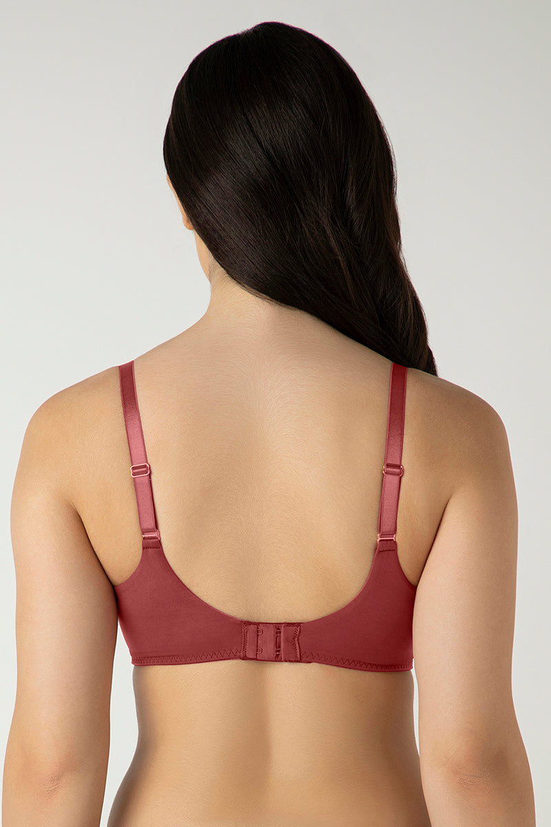 Glam Floral Non-Padded Wired Minimizer Bra - Cowhide