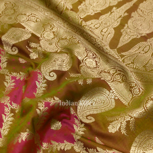 Rani Pink Rangkart Mashru Satin Silk Banarasi Saree