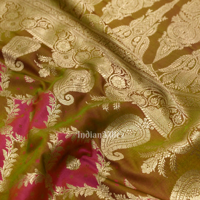 Rani Pink Rangkart Mashru Satin Silk Banarasi Saree