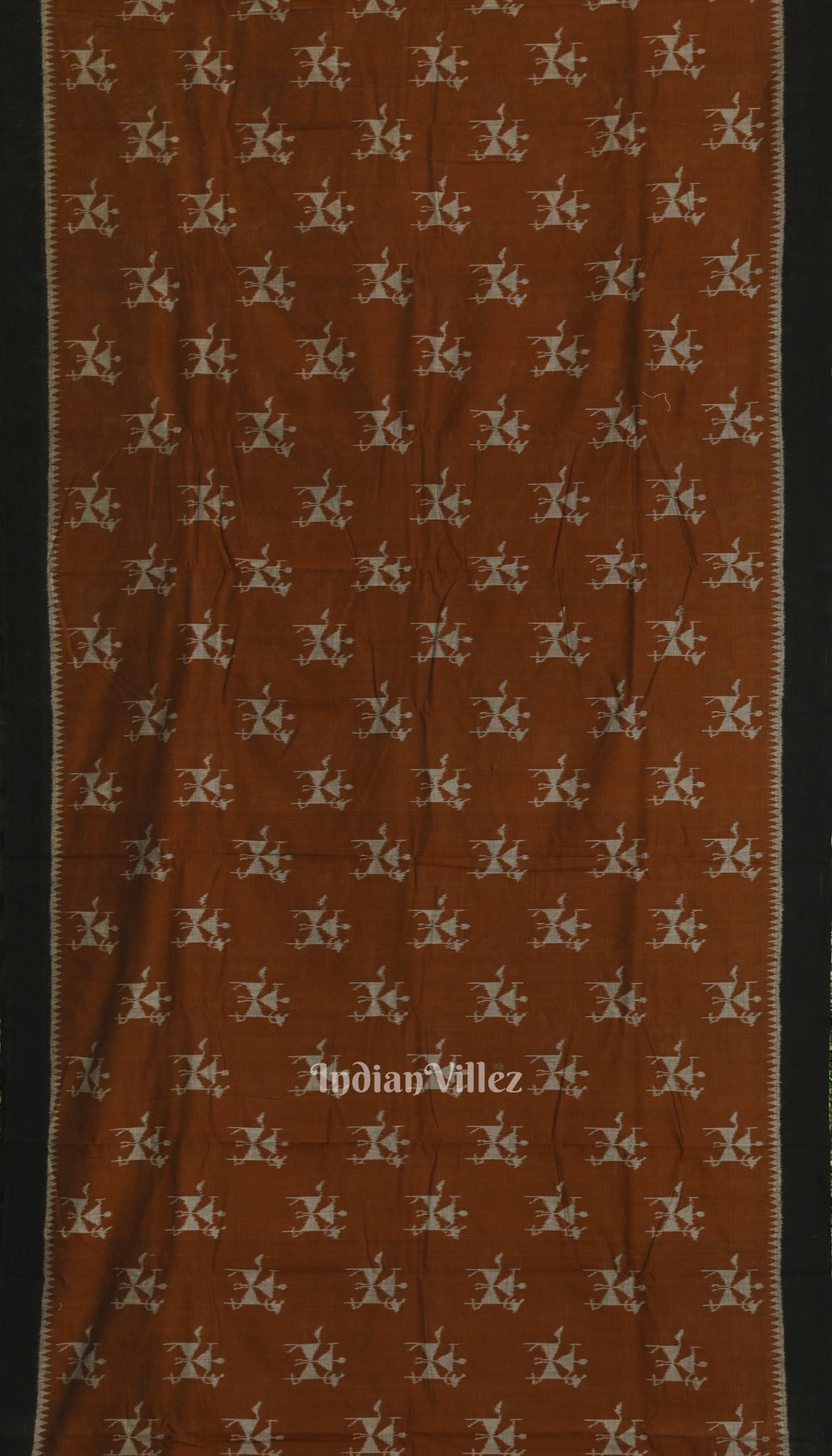 Metallic Copper Tribal Theme Odisha Ikat Sambalpuri Cotton Saree