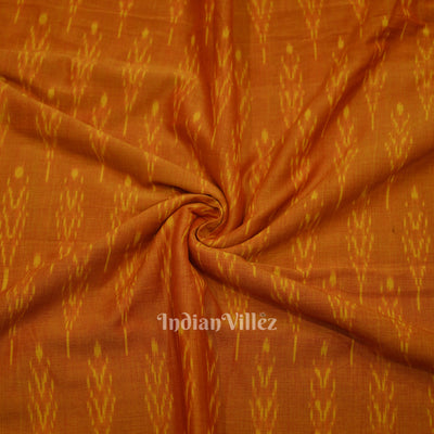 Deep Orange  Pochampally Ikat Cotton Fabric