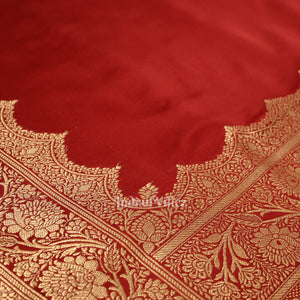 Maroon Red Soft Pure Mashru Satin Silk Banarasi Saree