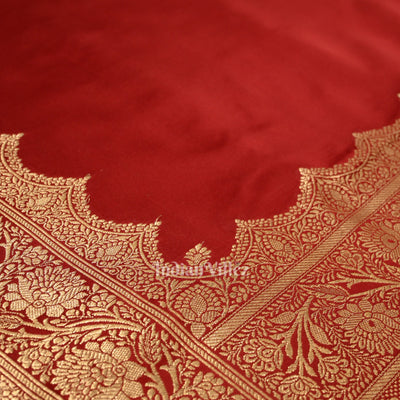 Maroon Red Soft Pure Mashru Satin Silk Banarasi Saree