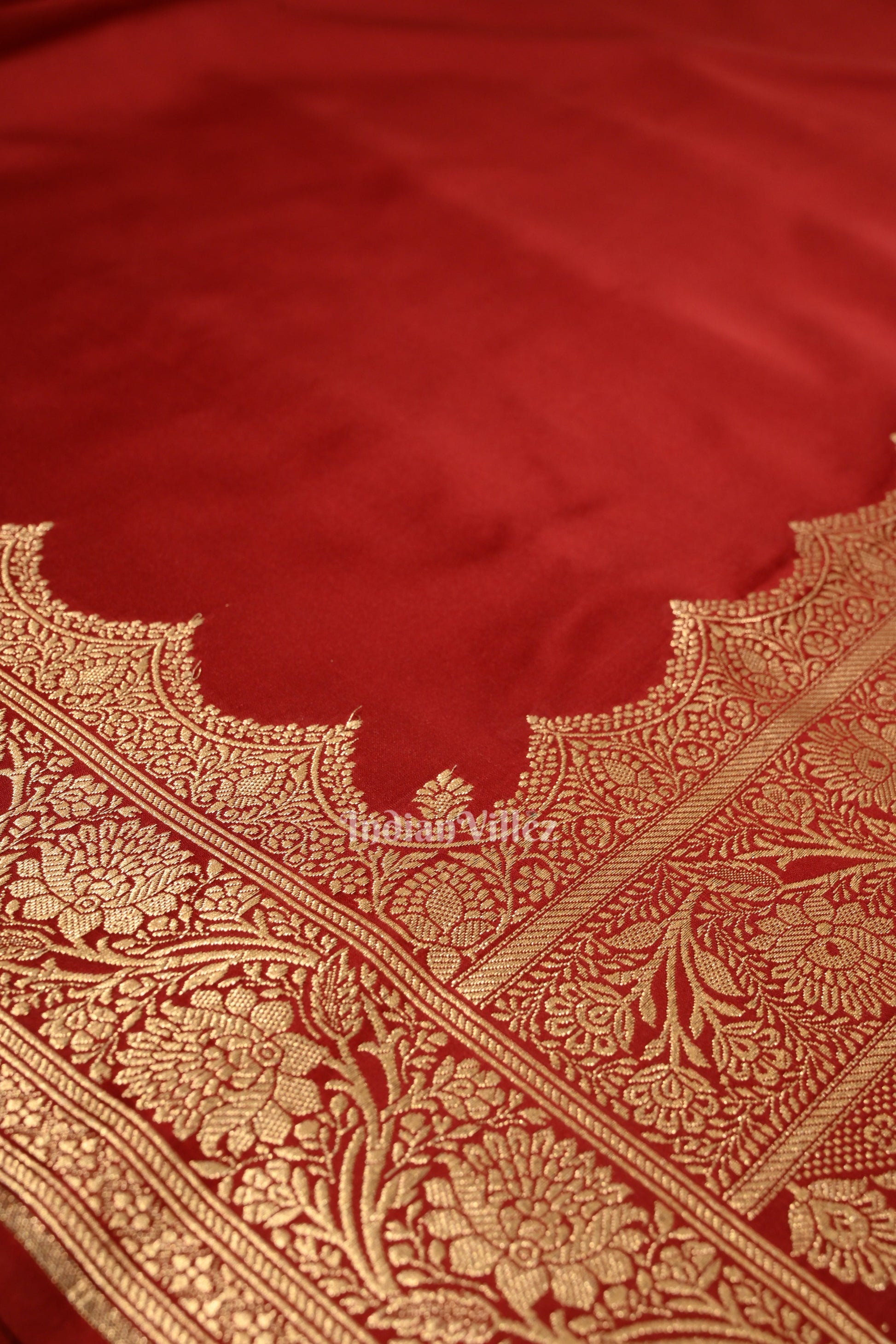 Maroon Red Soft Pure Mashru Satin Silk Banarasi Saree