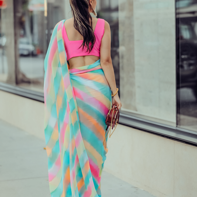 Jazzy Mix Leheriya Pure Chiffon Saree