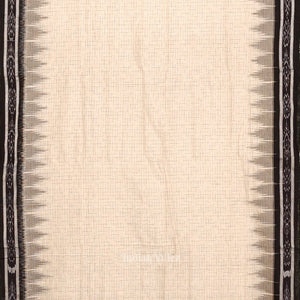 Cream Black Jharana Maniabandha Cotton Saree