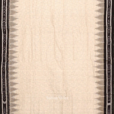 Cream Black Jharana Maniabandha Cotton Saree