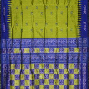 Exclusive Parrot Green Tribal Theme Bomkai Sambalpuri Silk Saree