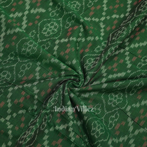 Green Flower Pasapali Sambalpuri Odisha Ikat Cotton Fabric