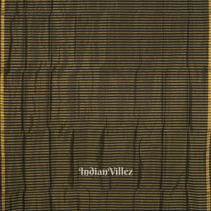 Black Stripped Bomkai Sambalpuri Ikat Tissue Saree