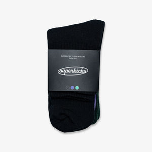 Superkicks | CREW SOCKS  { BLACK/PURPLE/GREEN