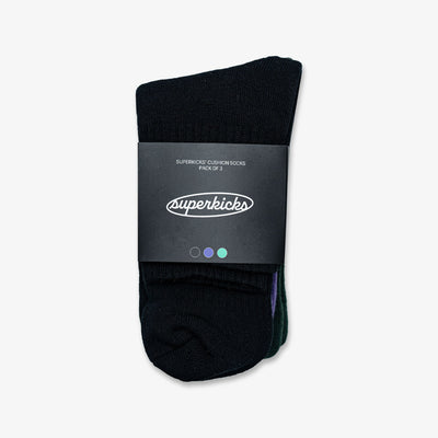 Superkicks | CREW SOCKS  { BLACK/PURPLE/GREEN
