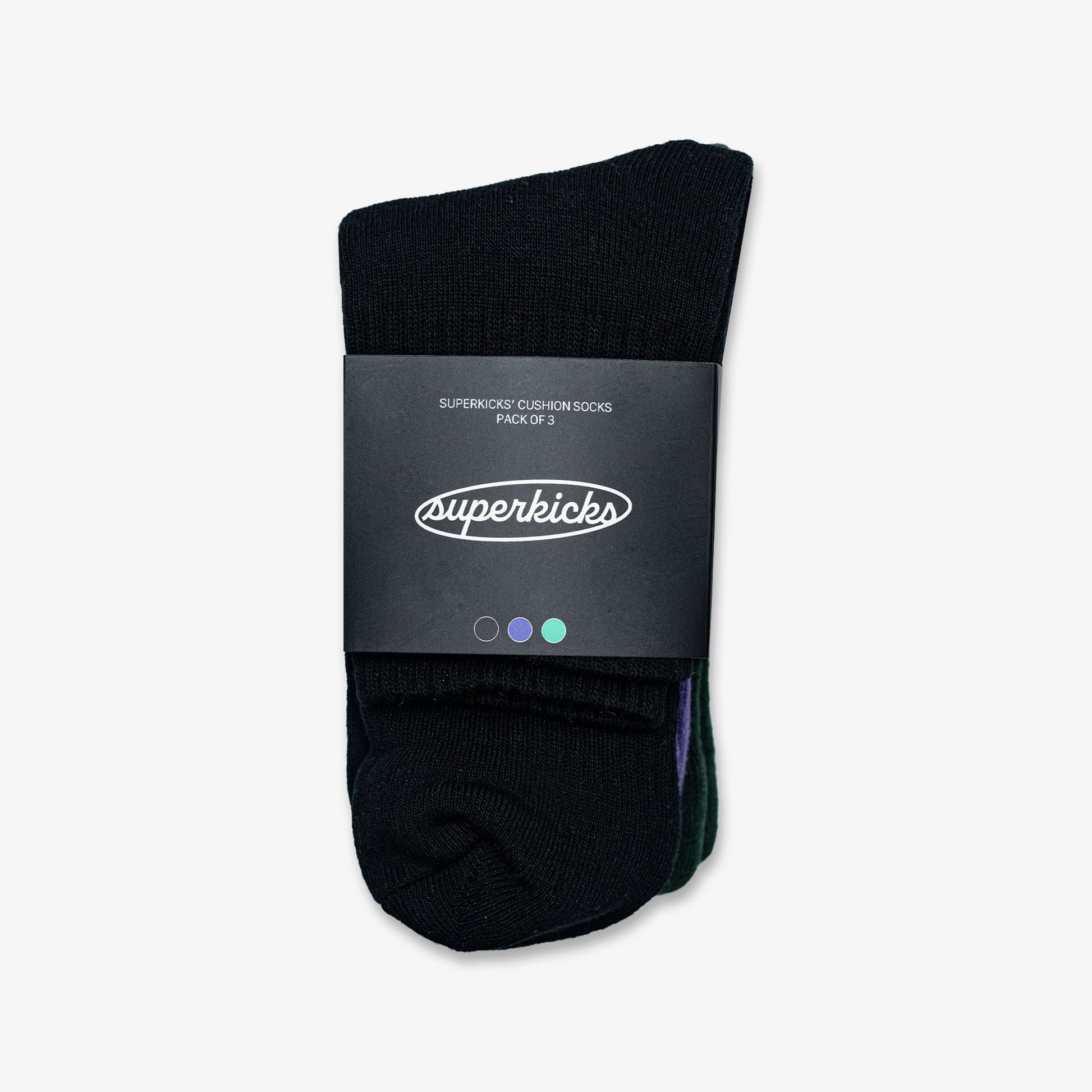 Superkicks | CREW SOCKS  { BLACK/PURPLE/GREEN