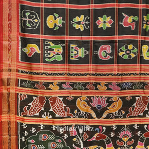 Black Nabakothi Odisha Ikat Khandua Silk Saree