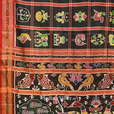 Black Nabakothi Odisha Ikat Khandua Silk Saree