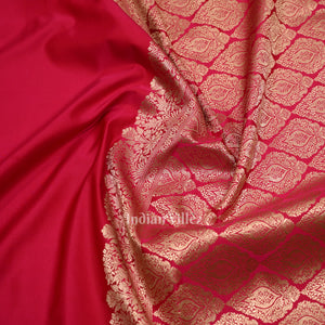 Exclusive Bright Pink Pure Soft Mashru Satin Silk Banarasi Saree