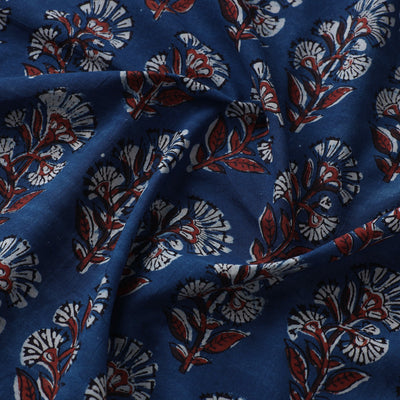 Blue - Dabu Bagru Block Print Cotton Fabric 02