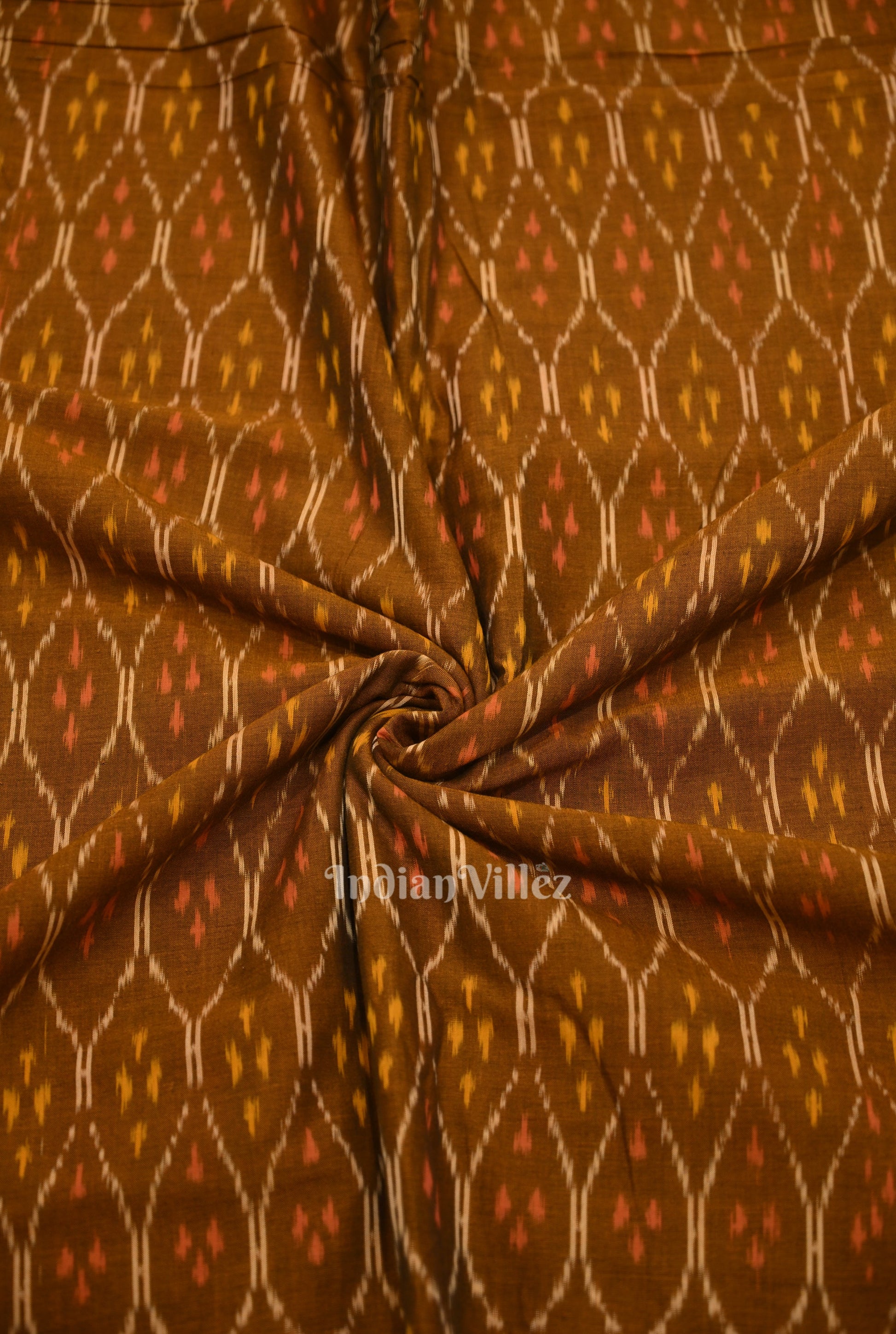 Mustard Yellow Pochampally Ikat Cotton Fabric