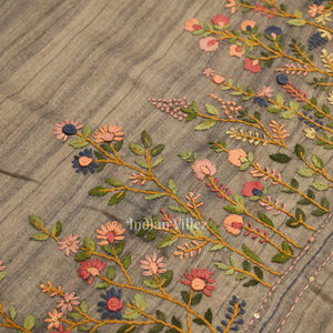 Multi Color Flower Tussar Banarasi Silk Saree