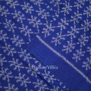 Blue Floral Motif Sambalpuri Odisha Ikat Cotton Fabric