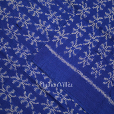 Blue Floral Motif Sambalpuri Odisha Ikat Cotton Fabric