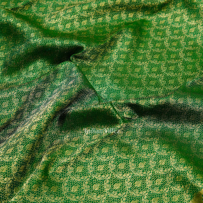 Green Flower Motif Pure Kanjivaram Silk Saree