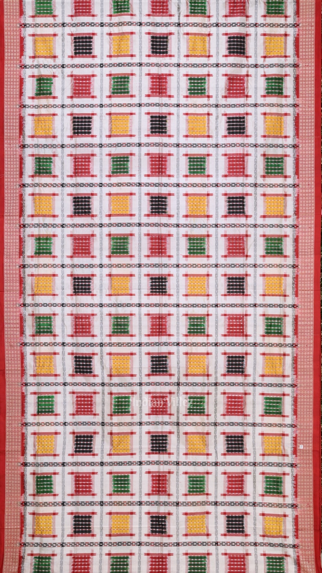 White with Multicolor Ashwini Odisha Ikat Sambalpuri Silk Saree