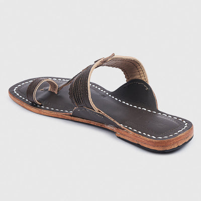 Brown Handstitched Leather Kolhapuri Women Slipper