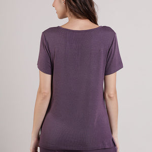 Serene Dream Henley Neck Tee - Vintage Violet