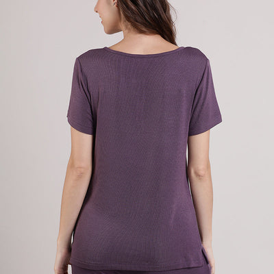 Serene Dream Henley Neck Tee - Vintage Violet