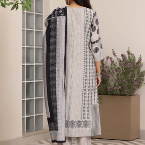 Grey Printed Silk Blend Straight Suit With Dupatta