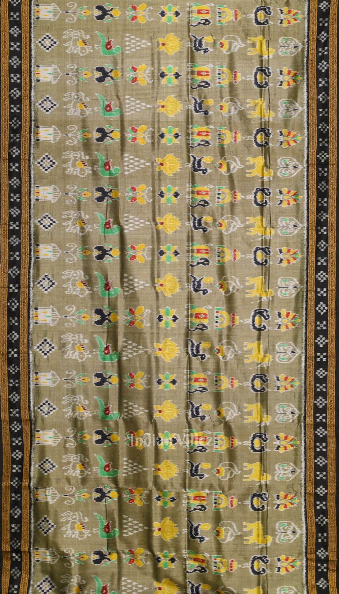 Light Mehendi Odisha Ikat Nabarangi Nabakothi Khandua Silk Saree