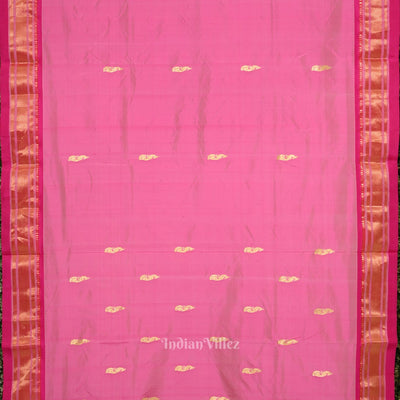 Pink Dual Tone  Peacock Butti Paithani Silk Saree