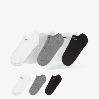 NIKE | EVERYDAY CUSHIONED TRAINING NO-SHOW SOCKS { GREY/WHITE/BLACK