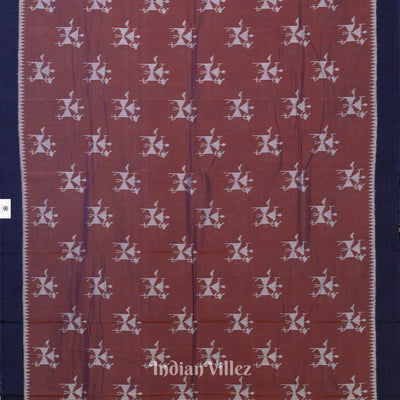 Brown Tribal Odisha Ikat Pure Sambalpuri Cotton Saree