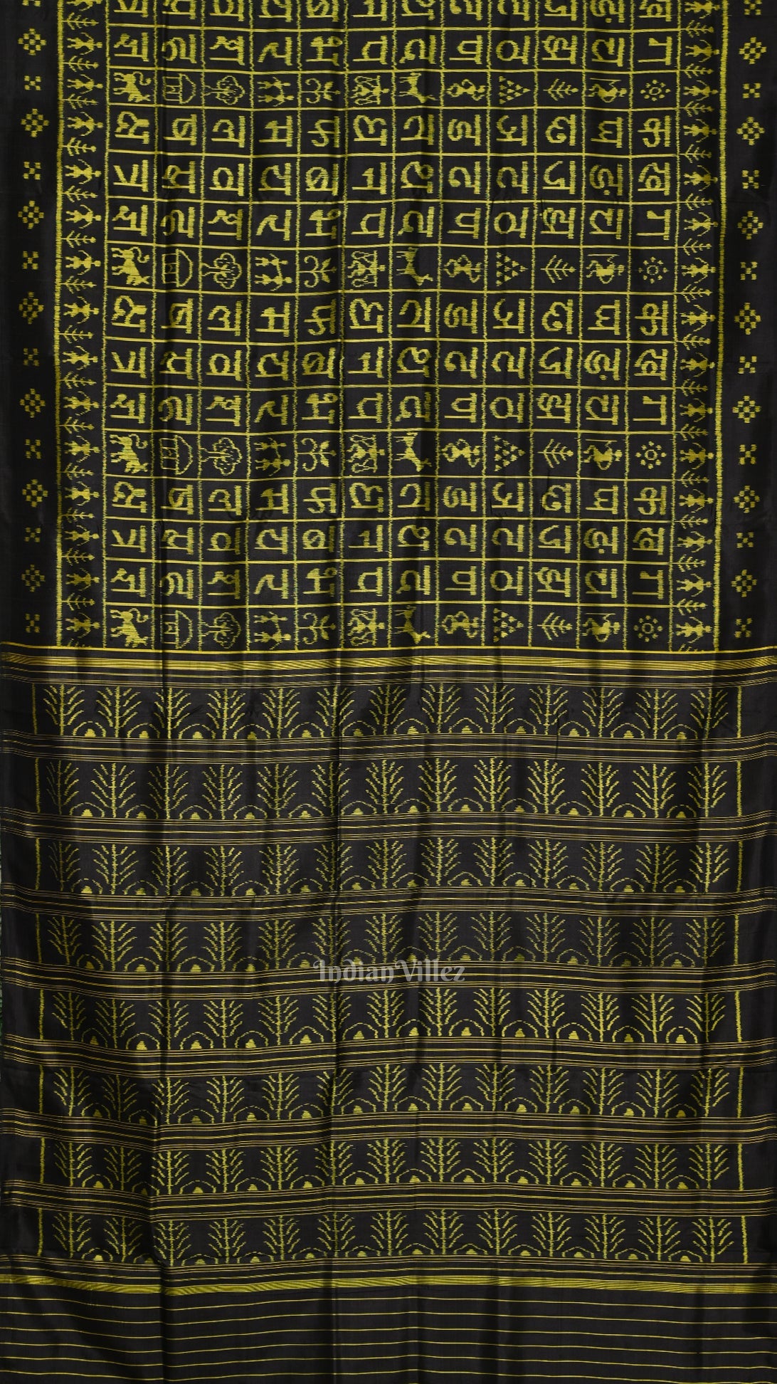 Black Hindi Varnamala Contemporary Designer Silk Saree