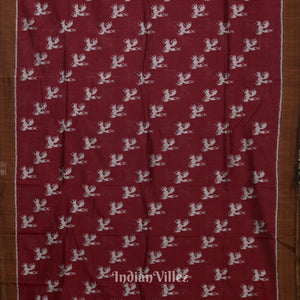 Maroon Bird Motif Odisha Ikat Pure Sambalpuri Cotton Saree