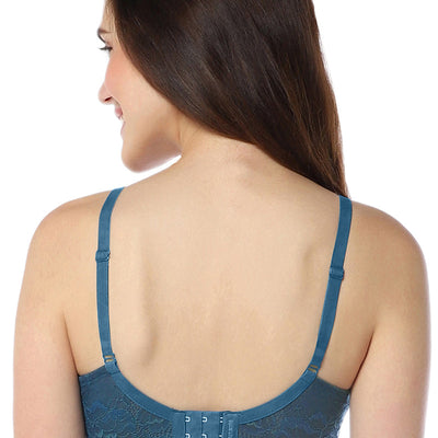 Lace Elegance Padded Non-Wired Bra - Gebralta Blue