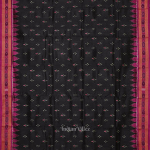 Black Magenta Pink Mayur Chandrika Odisha Ikat Khandua Silk Saree