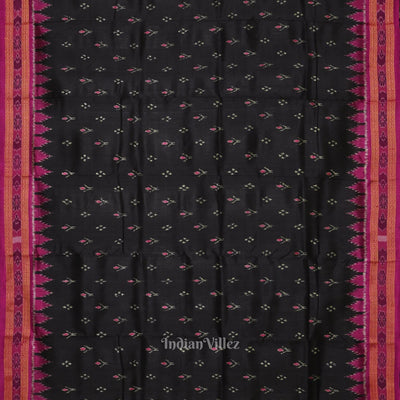 Black Magenta Pink Mayur Chandrika Odisha Ikat Khandua Silk Saree