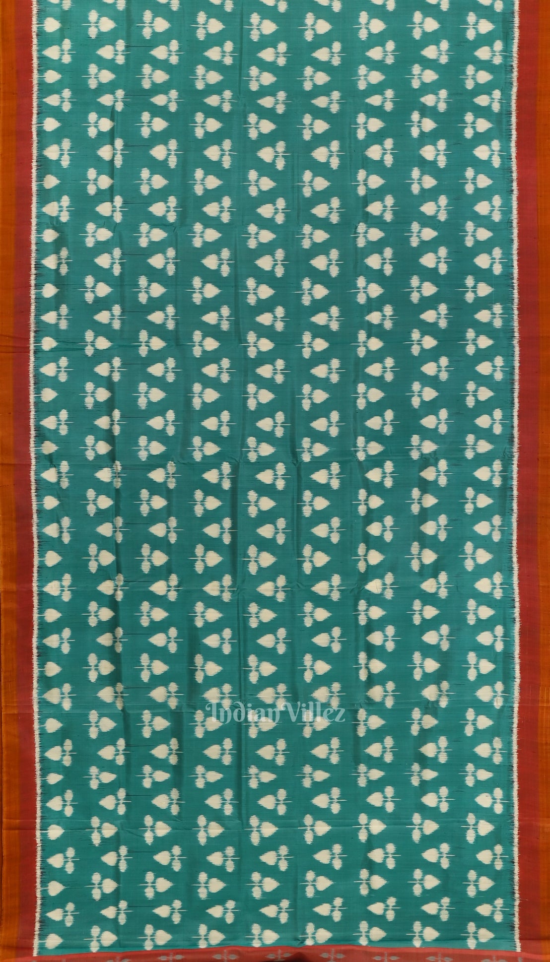 Aqua Blue with Red Odisha Handloom Theme Tree Contemporary Silk Saree