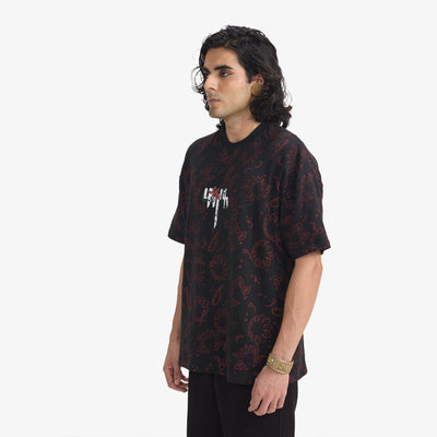 F A R A K | BEAUTY LASTS FOREVER BLOCKPRINT T-SHIRT { BLACK/BLACK