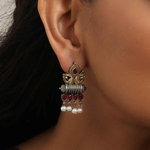 trueBrowns Silver Gold Tone Stud Earrings