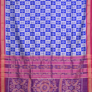 Gray Blue Odisha Ikat  Pasapali Khandua Silk Saree