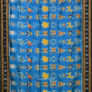 Blue Nabakothi Odisha Ikat Khandua Silk Saree