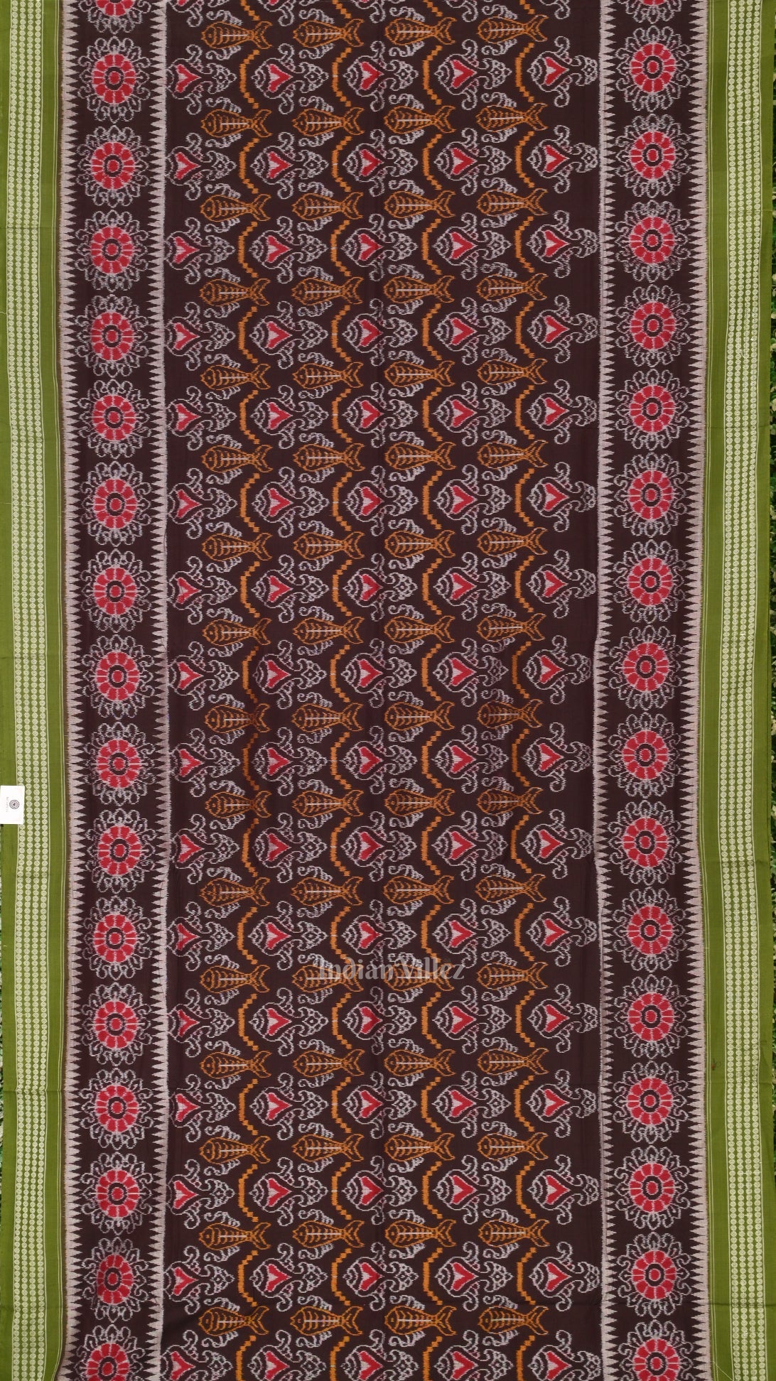 Coffee Green Odisha Sambalpuri Pure Cotton Saree