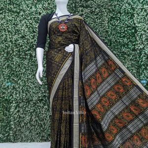 Exclusive Black Jhoti Theme Odisha Handloom Sambalpuri Silk Saree