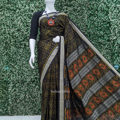 Exclusive Black Jhoti Theme Odisha Handloom Sambalpuri Silk Saree