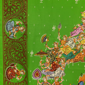 Green Dual Tone Kandarpa Rath Hand-painted Pattachitra Saree
