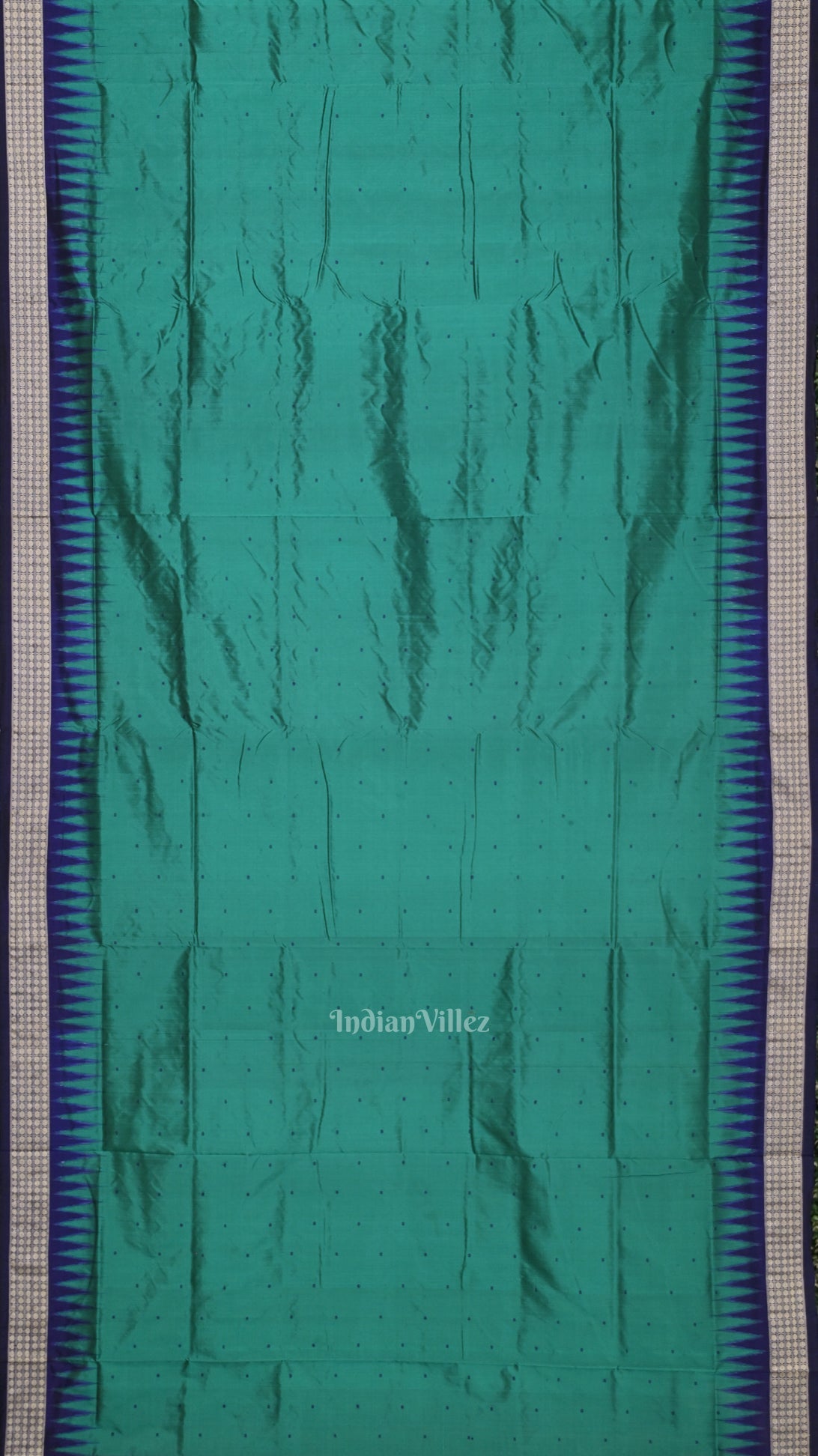 Green Blue Buti Bomkai Sambalpuri Silk Saree